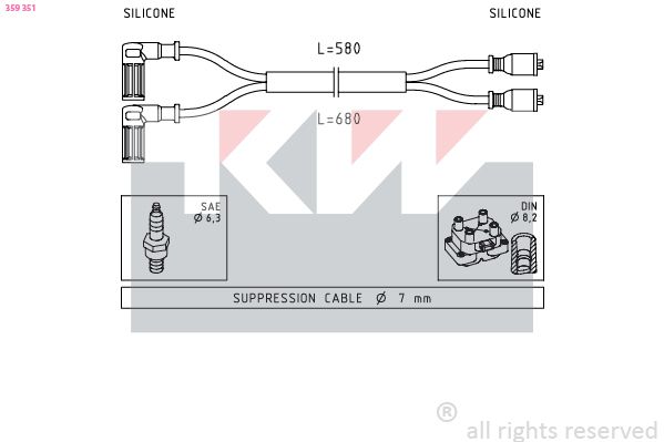 KW Gyújtókábel készlet 359351_KW